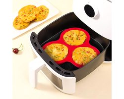 2-pack siliconen eivormpjes voor de airfryer, 10 cm grote ronde muffinvormpjes voor ontbijtsandwiches, eiernuggets, hamburgers, eierpasteitjes en pannenkoeken
