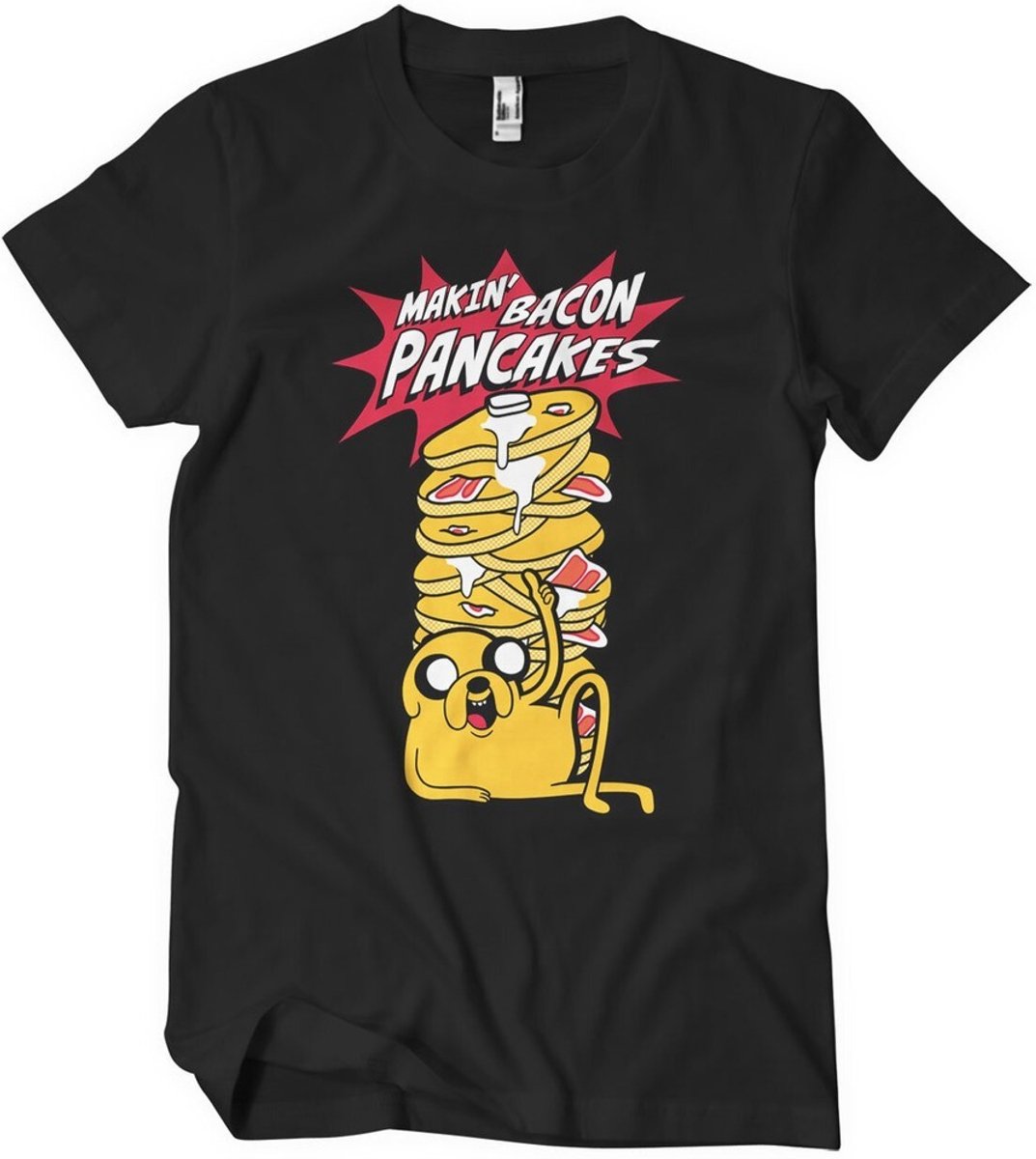 Adventure Time Makin' Bacon Pancakes T-Shirt Black-2XL