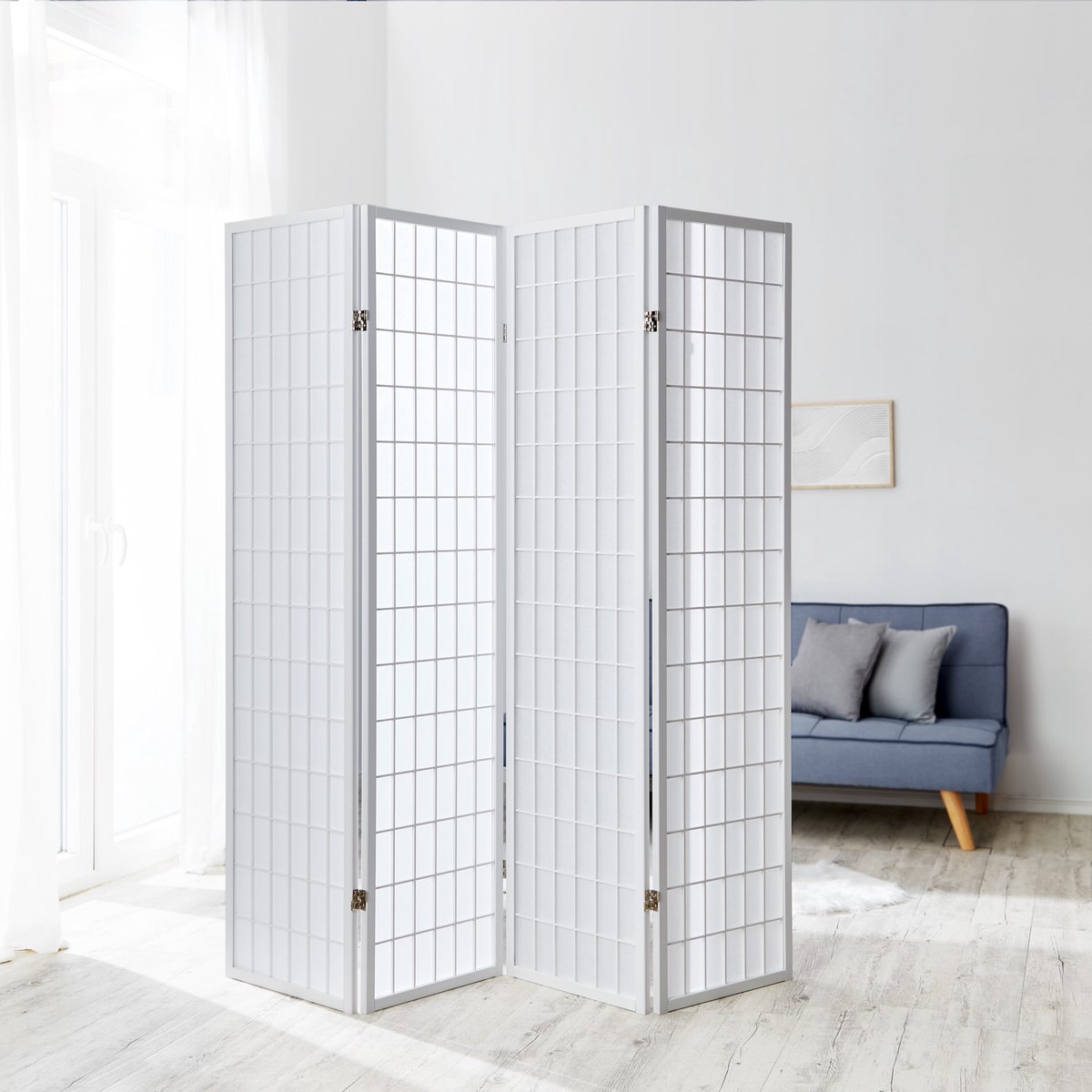 Homestyle4u Kamerscherm - 176x175 cm - wit - 4-delig - Shoji