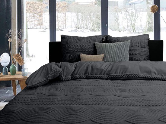 Eleganzzz Dekbedovertrek Jacquard Teddy Pluche - Dark Grey - Jacquard Teddy Dekbedovertrek - Dekbedovertrek 200x200/220cm - Tweepersoons dekbedovertrekken - 200x220cm - Teddy Dekbedovertrek - Fluffy Dekbedovertrek van Merkloos — afbeelding 3