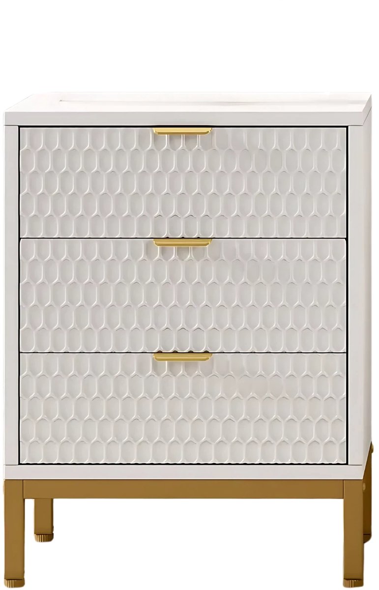 Happiq Nachtkastje - Bijzettafel - Voor slaapkamer - met opbergruimte - Wit - 65,5 cm hoog × 50 cm breed × 40 cm diep