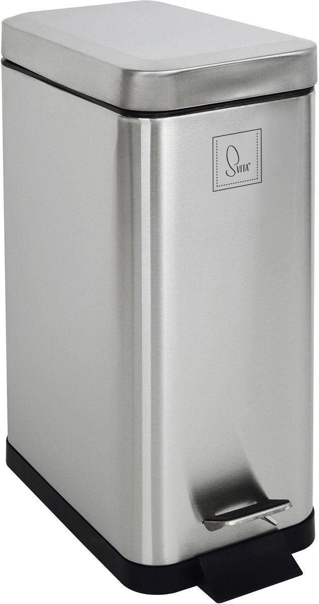 SVITA STM10 pedaalemmer 10 liter - incl. binnenemmer softclose deksel zilver