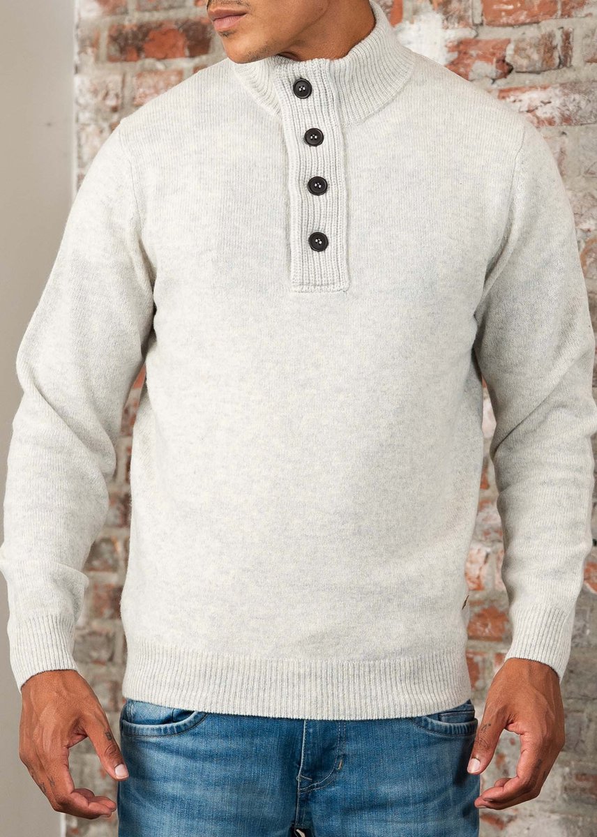 Barbour Mocker Trui Merinowol Lichtbeige - Maat L - Heren - Quarter zip