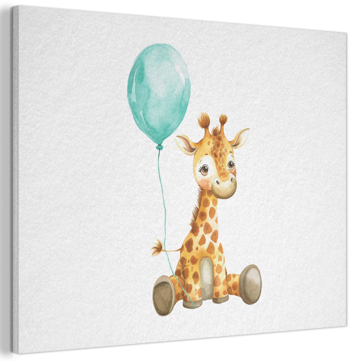 Akoestisch wandpaneel 80x60 cm - Vilt schilderij Giraf - Baby - Dieren - Blauwe ballon - Akoestische panelen - Geluidsdempende wanddecoratie - Geluidsisolatie woonkamer - Muurdecoratie geluidspanelen