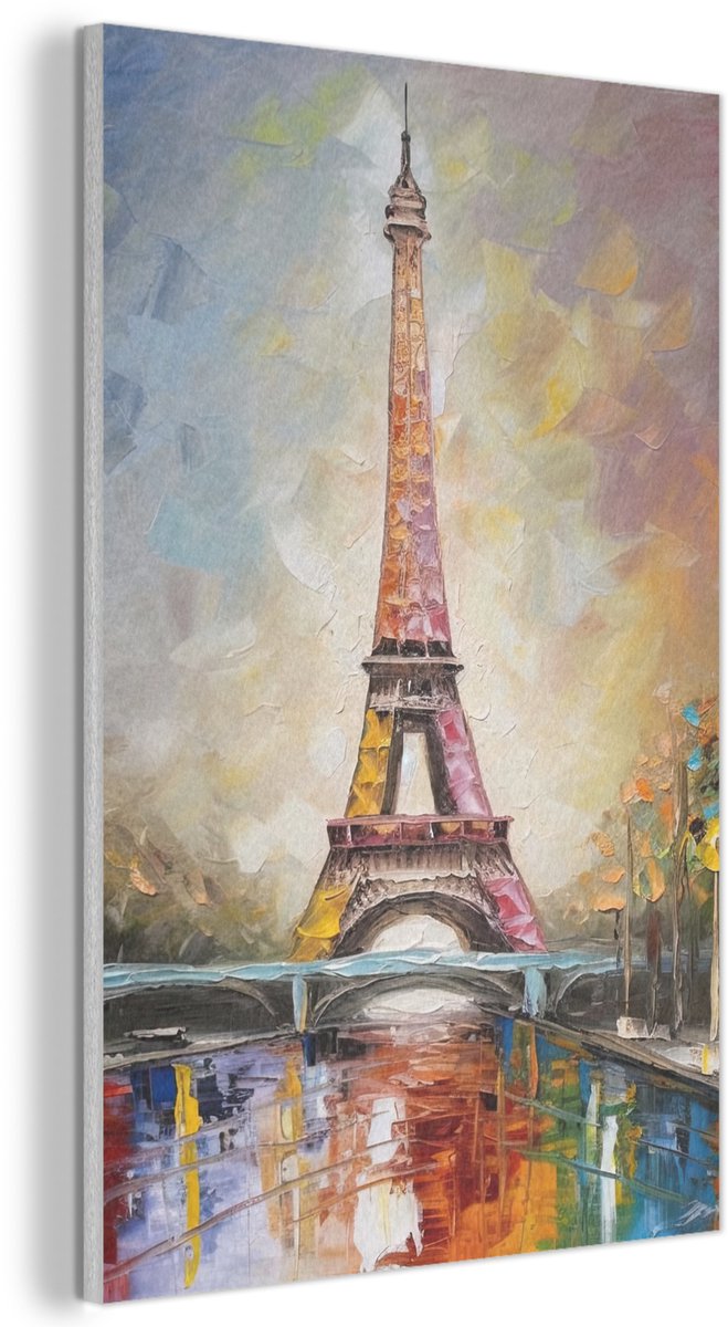Akoestisch wandpaneel 40x60 cm - Vilt schilderij Eiffeltoren - Schilderij - Olieverf - Parijs - Akoestische panelen - Geluidsdempende wanddecoratie - Geluidsisolatie woonkamer - Muurdecoratie geluidspanelen