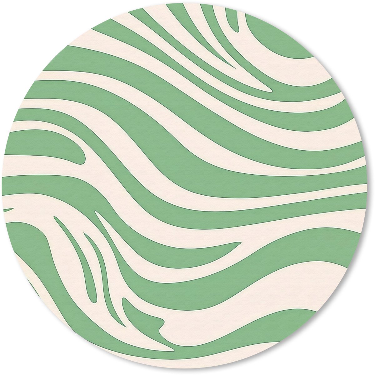 Muismat rond 20x20 cm - Mousepad Zebrapatroon - Groen - Retro - Ronde muismatten