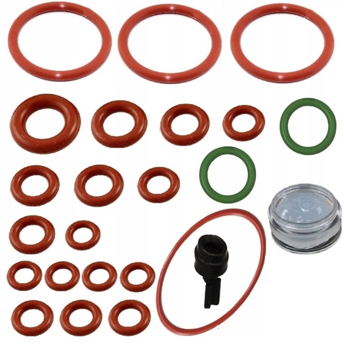 Pakkingen - reparatieset - oring - O-ring voor DeLonghi ECAM - Fabrikant: Vervangend product - Leveringsomvang 23 stuks afdichtingen 1 stuk smeermiddel 5 ml.