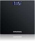 Zwarte digitale weegschaal van Grundig met display die 71.15 kg en 24°C aangeeft.
