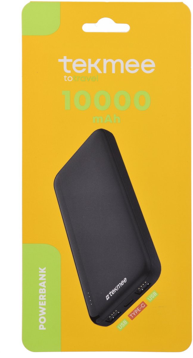 TEKMEE Powerbank 10000mAh – 2USB + Type-C – Draagbare Oplader – foto 3