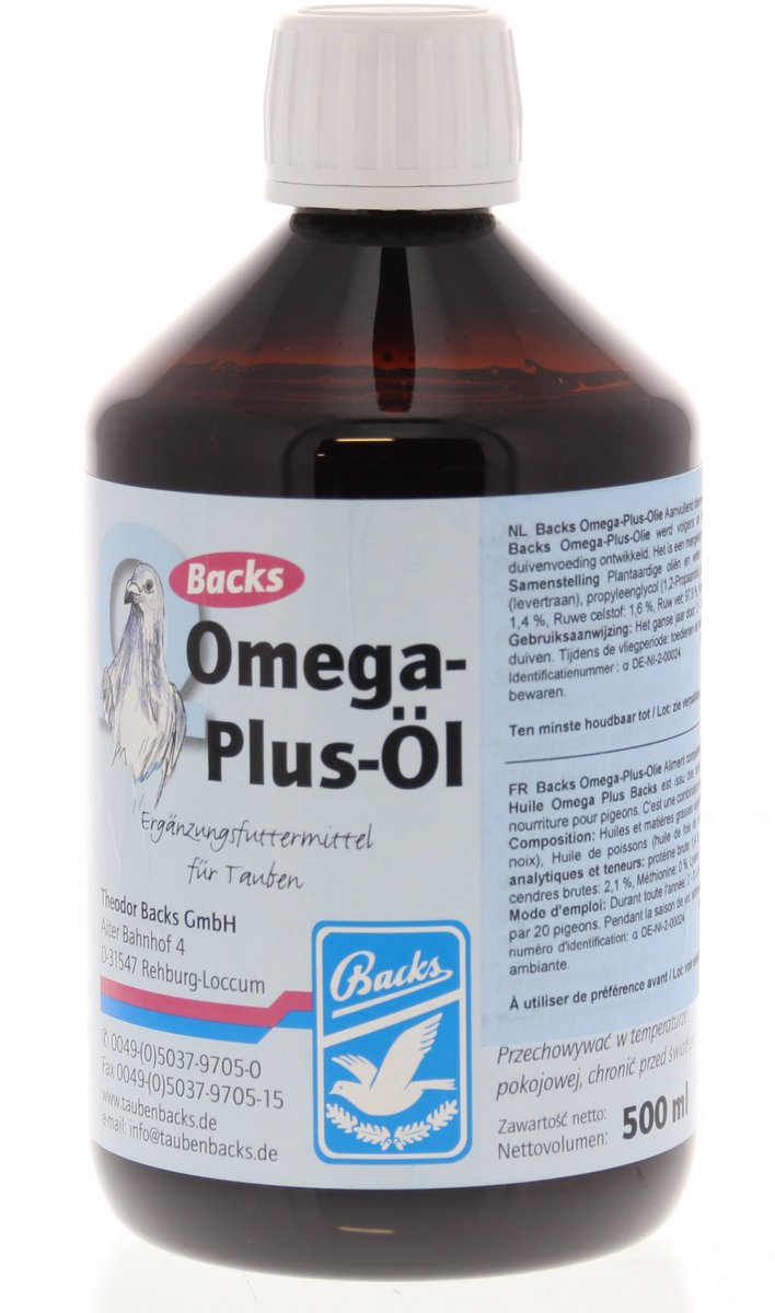 Backs Omega-Plus Olie 500ml - voor postduiven