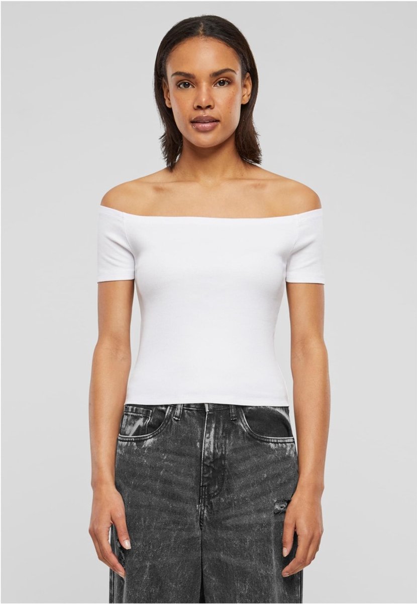 Urban Classics Organic Rib Off shoulder top XXL Wit
