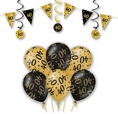 LUQ – Statement Set 40 Jaar – Zwart-Goud – Verjaardag Party Feestpakket Decoraties – Luxe Ballonnen-Slingers-Vlaggenlijn