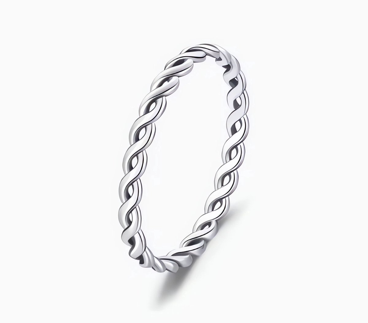 Aurélia - Minimalistische Stapelbare Ring | 925 Sterling Zilver | Gedraaide Vlecht Ring voor Dames Ringmaat 8 (EU 57 / 18,2 mm)| Dunne en Fijne Sieraden