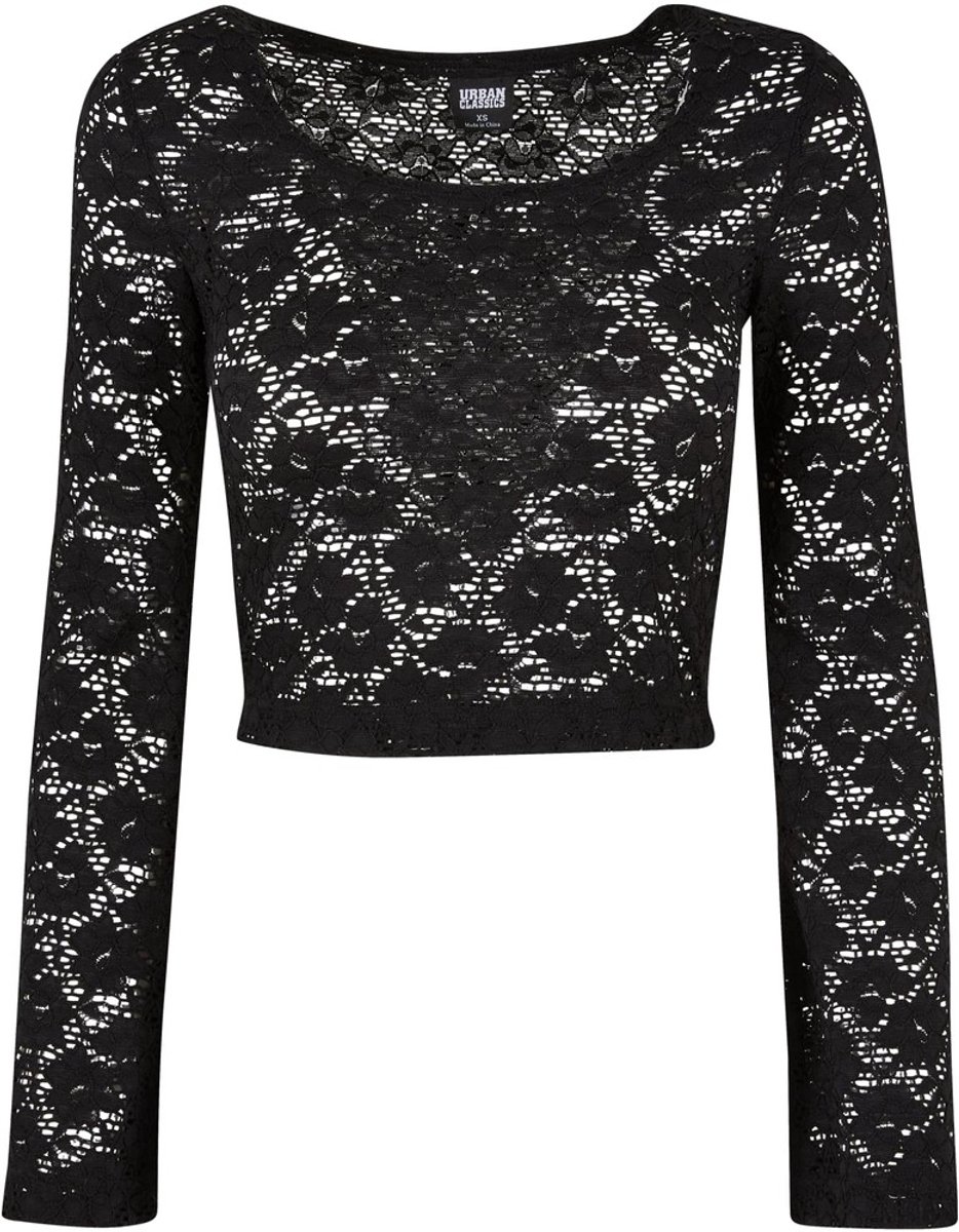 Urban Classics Cropped Lace Longsleeve top S Zwart