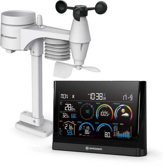 Bresser Weerstation - Premium Comfort - 5-in-1 Profi Weerstation - Zwart