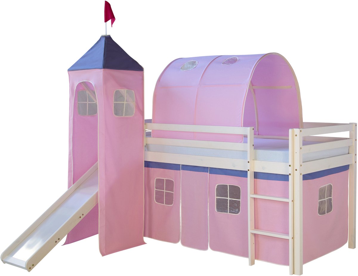 Homestyle4u Hoogslaper - 90x200 cm - Wit - Roze