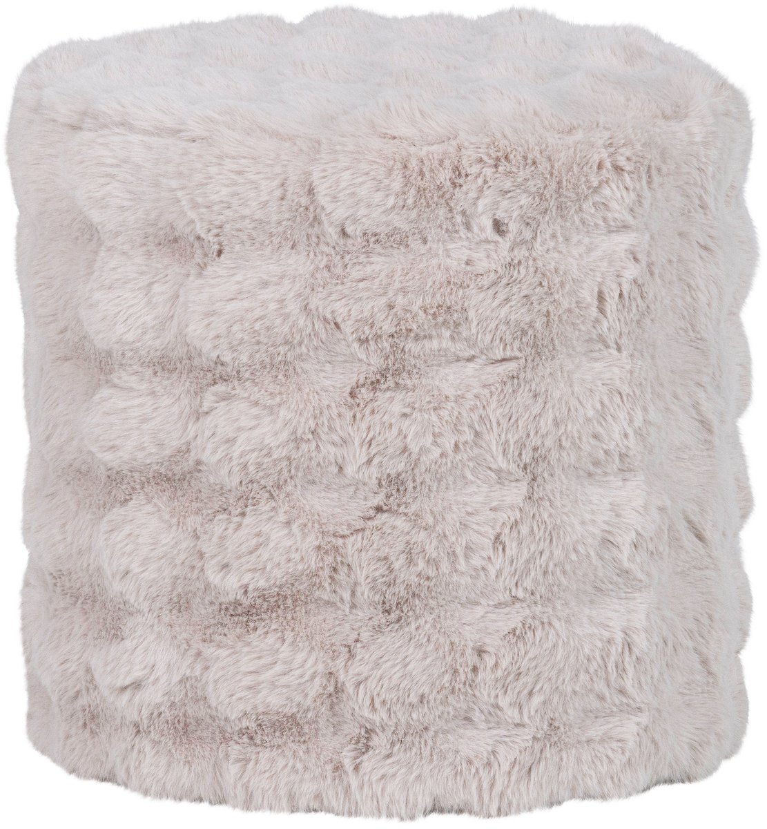 WOOOD Olven Poef Hoog - Fluffy Stof - Naturel - 46x46x46