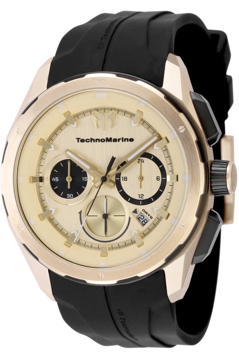 TechnoMarine OCEAN - NOMAD TM-318105 Heren Horloge - Waterdicht - Analoog - Quartz Uurwerk - Roestvrij Staal met gouden Wijzerplaat - 43mm
