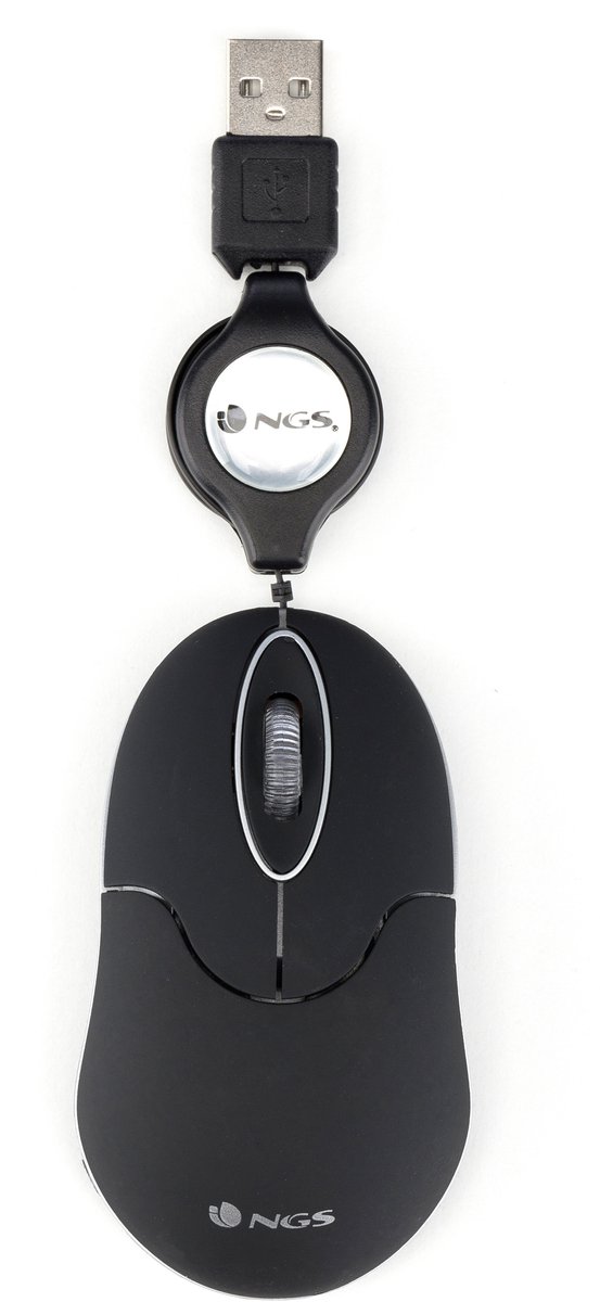 Retractable Optical Mouse NGS NGS-MOUSE-0973 1000 dpi Black Black/Grey
