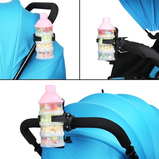 Bidonhouder met Klem - Universeel geschikt voor Fiets / Racefiets / Mountainbike / Kinderwagen / Buggy - Flessen / Beker Houder Verstelbaar - Drinkfleshouder - Bidonhouder -Bidonhouder fiets - Zwart - 1 stuk — afbeelding 2