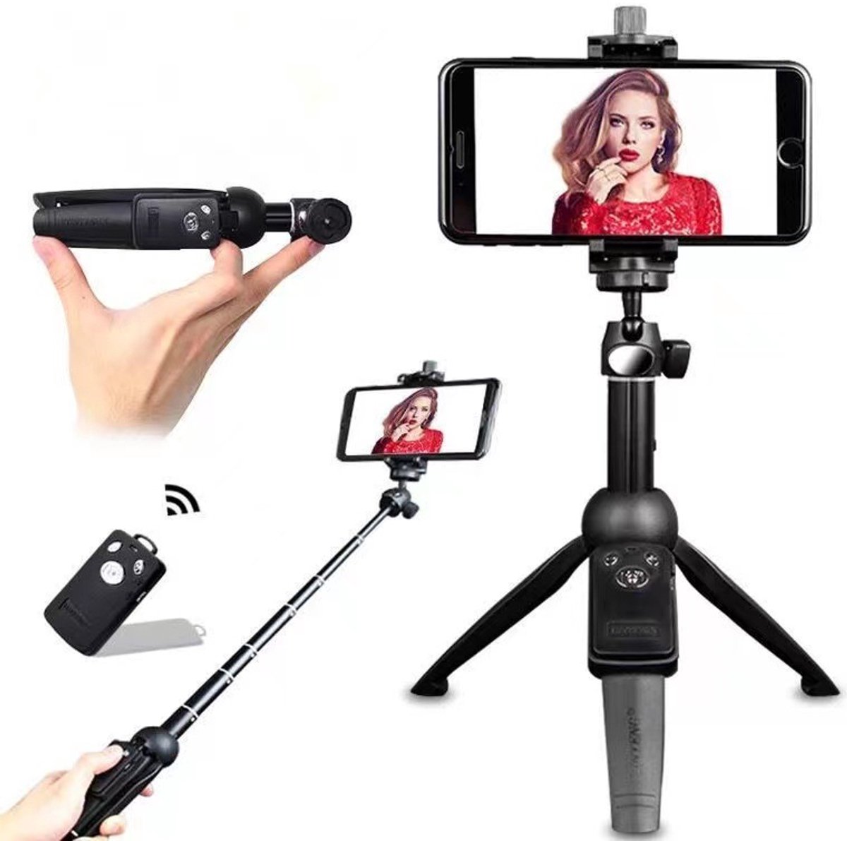 Selfie Stick Statief, 102cm Draagbare Intrekbare Geïntegreerde Selfie Stick met Draadloze Afstandsbediening