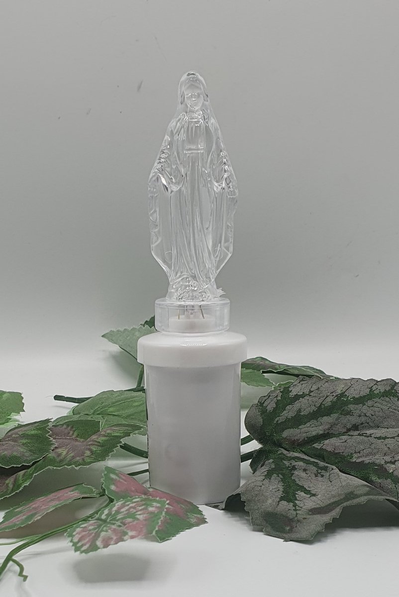 Led kaars - S5 - Santo - Maria - Warm wit - 1440 branduren - Inclusief batterijen - Flikkerend vlam - Grafkaars - Graflichtje - Herdenkingslicht