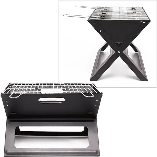 SMH LINE® Opvouwbaar Houtskool Barbecue - Draagbaar BBQ - Draagbare Camping Grill - 45 x30x35cm - RVS - Incl. Roosters van SMH LINE® — afbeelding 2