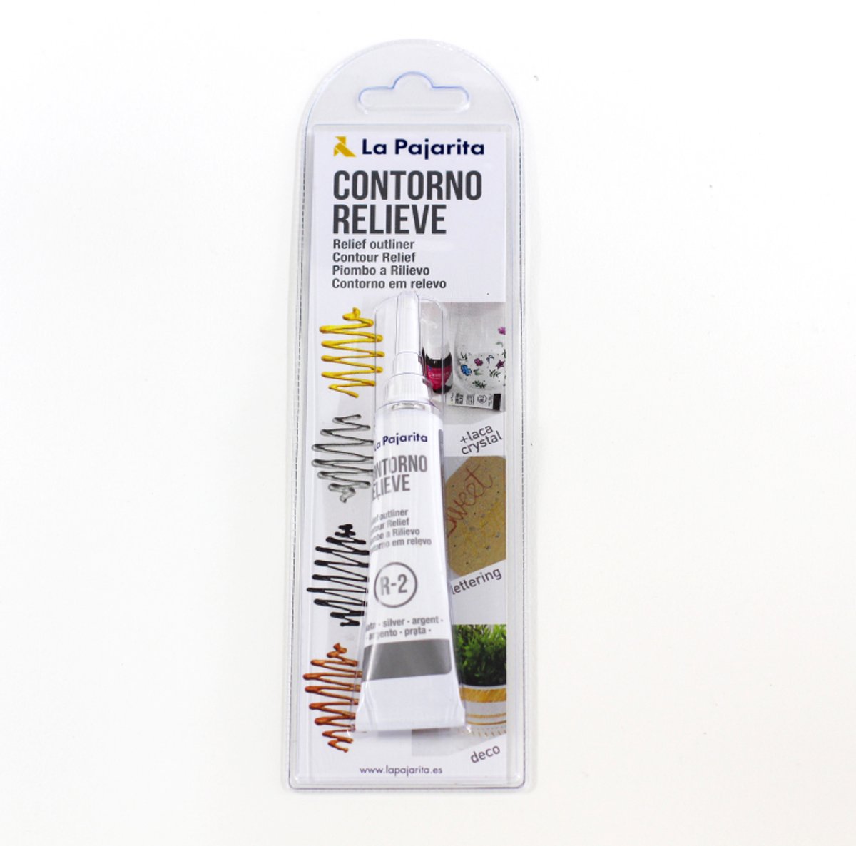 La Pajarita reliëf outliner zilver 20ml creatieve verf.