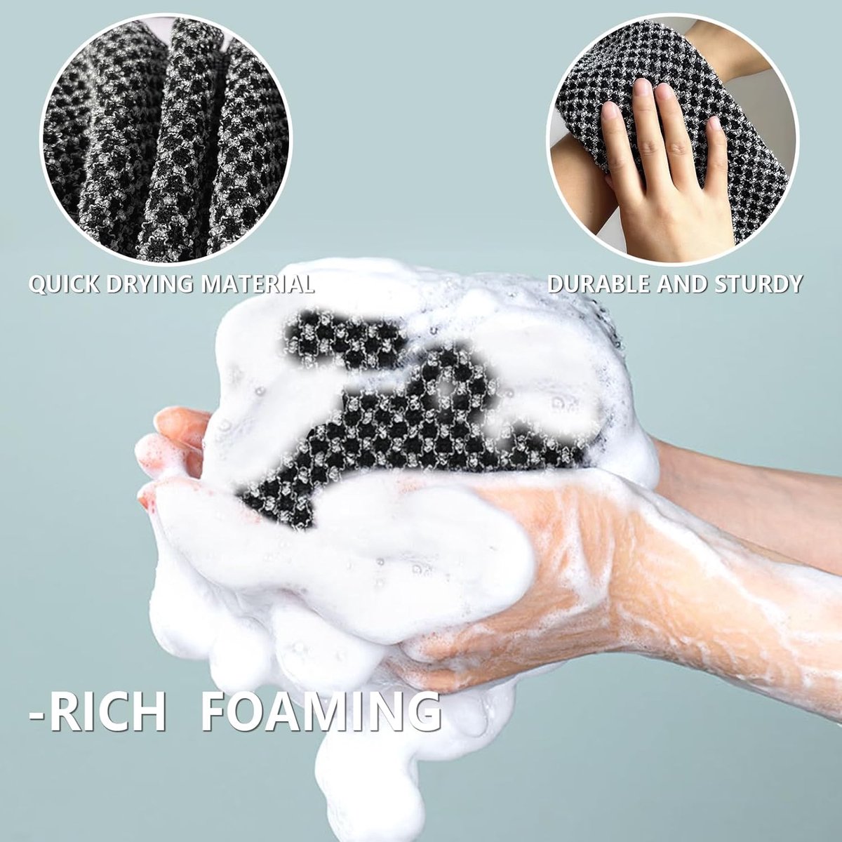 Exfoliërende handdoeken 3-pack - Exfoliërende handdoek voor de rug - Geschikt voor de Exfoliërende handdoeken 3-pack - Exfoliërende handdoek voor de rug - Geschikt voor de