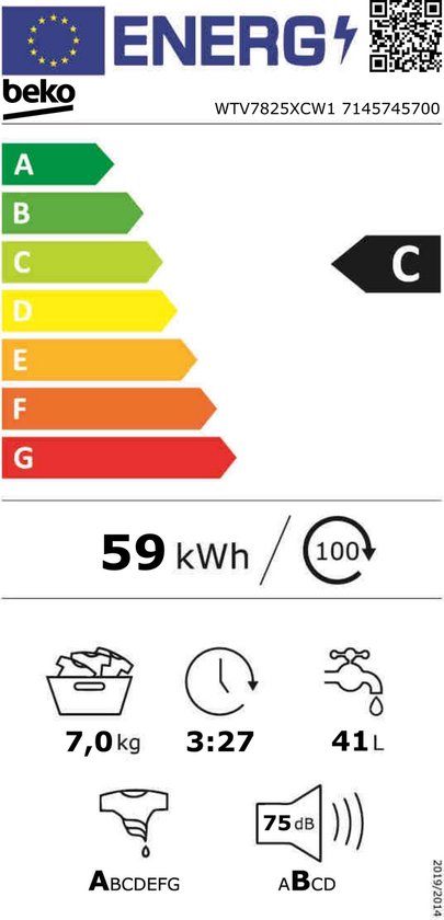 Beko WTV7825XCW1 1600T newline wasmachine