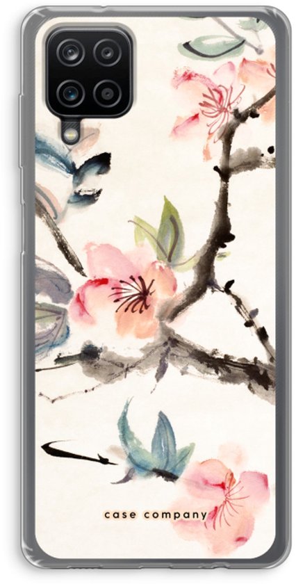 Case Company® - Coque Samsung Galaxy A12 - Fleurs japonaises - Coque souple pour téléphone - Protection tous côtés et bord d'écran