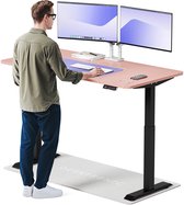 Desktronic HomeOne Zit-sta Bureau Elektrisch In Hoogte Verstelbaar, 160x80 cm Zwart/Roze, Stille Dubbele Motor, Hoogte 72-119cm