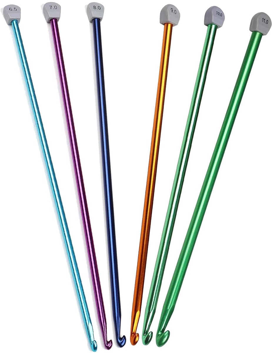 Extra lange Tunesische haaknaalden - lichtgewicht aluminium - 35 cm