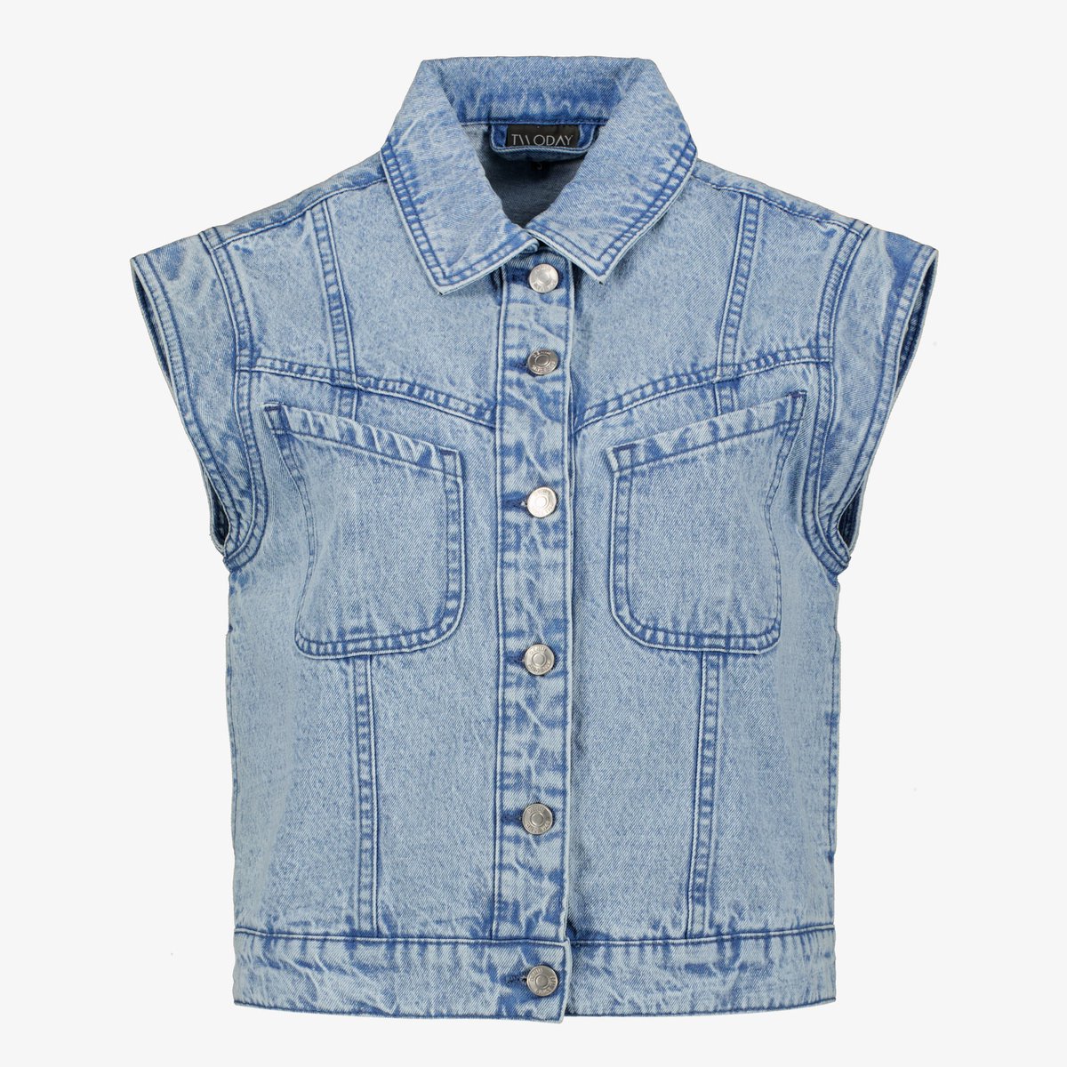 TwoDay dames denim gilet - Blauw - Maat L