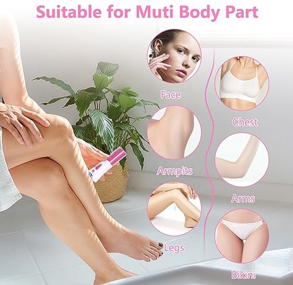Draadloze Elektrische Gezichtsepilator met LED Licht – Mini Epilator voor Gezicht en Lichaam thumbnail 2