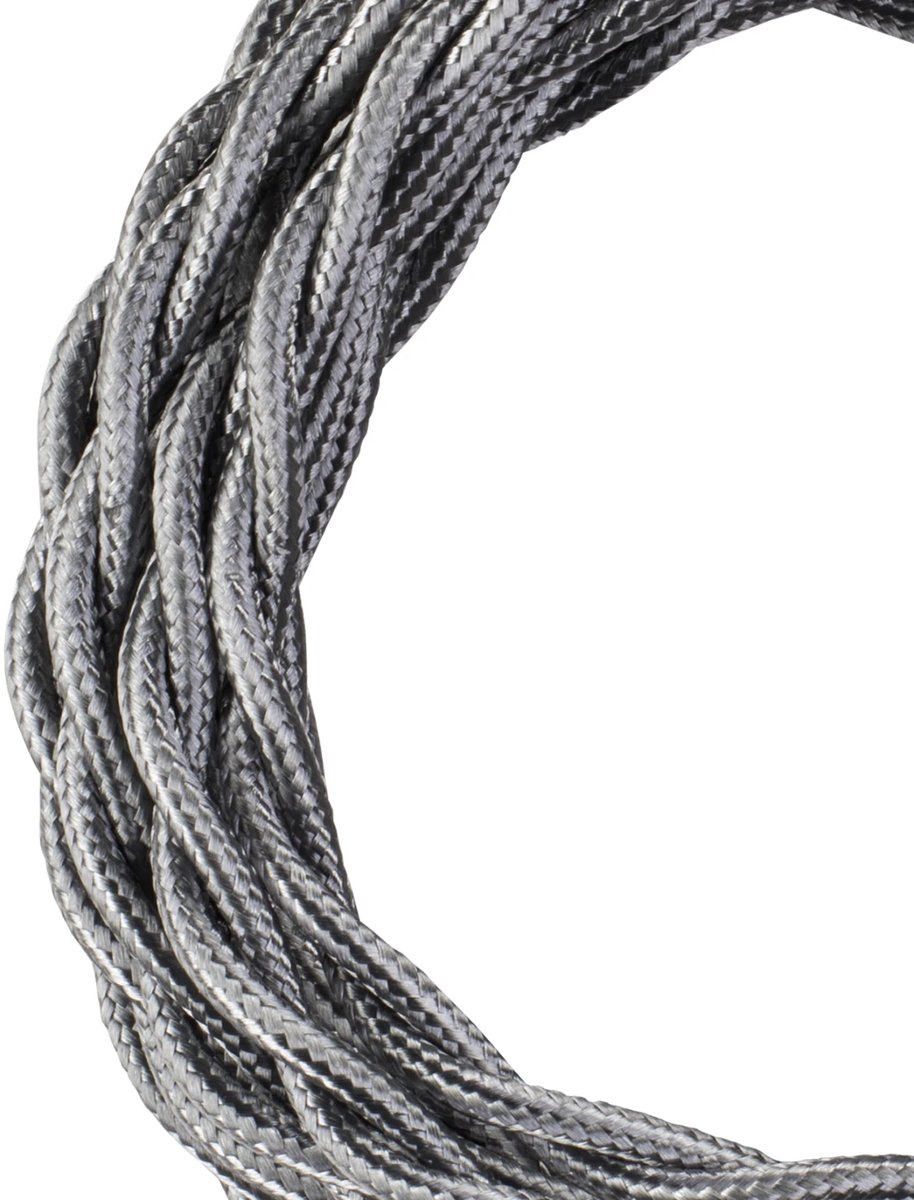 Textielsnoer gedraaid Metallic Zilver 3 meter