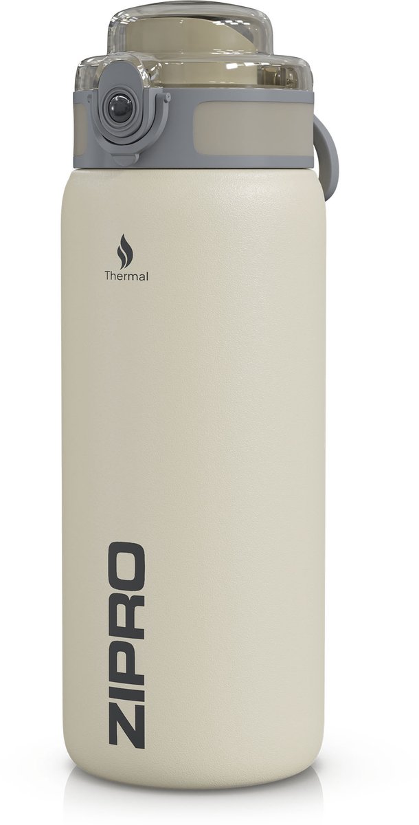 ZIPRO Thermosbeker 700ml - Thermosfles RVS - Lekvrij - Dubbelwandig - BPA-Vrij - Beige