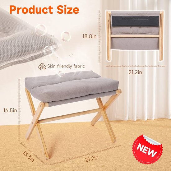 Bonlife Ronde poef, voetenbank met opbergruimte, inklapbare kruk met deksel, voor woonkamer, slaapkamer, entree, wit, 33 x 33 x 35 cm