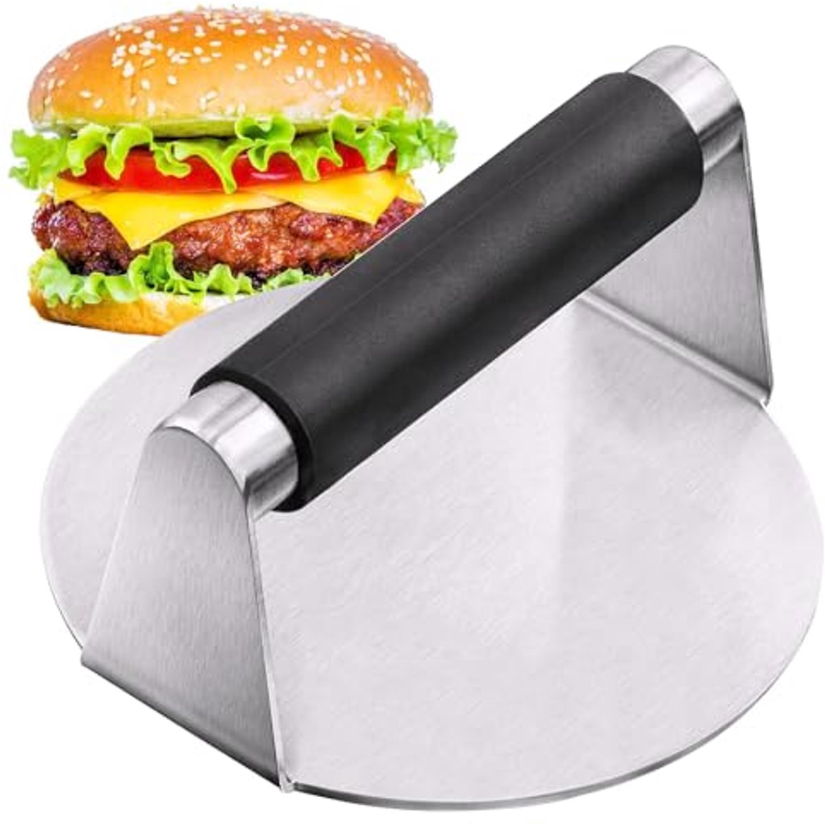 Professionele RVS Hamburgerpers - 14 cm voor Perfecte Hamburgers en Grillgerechten