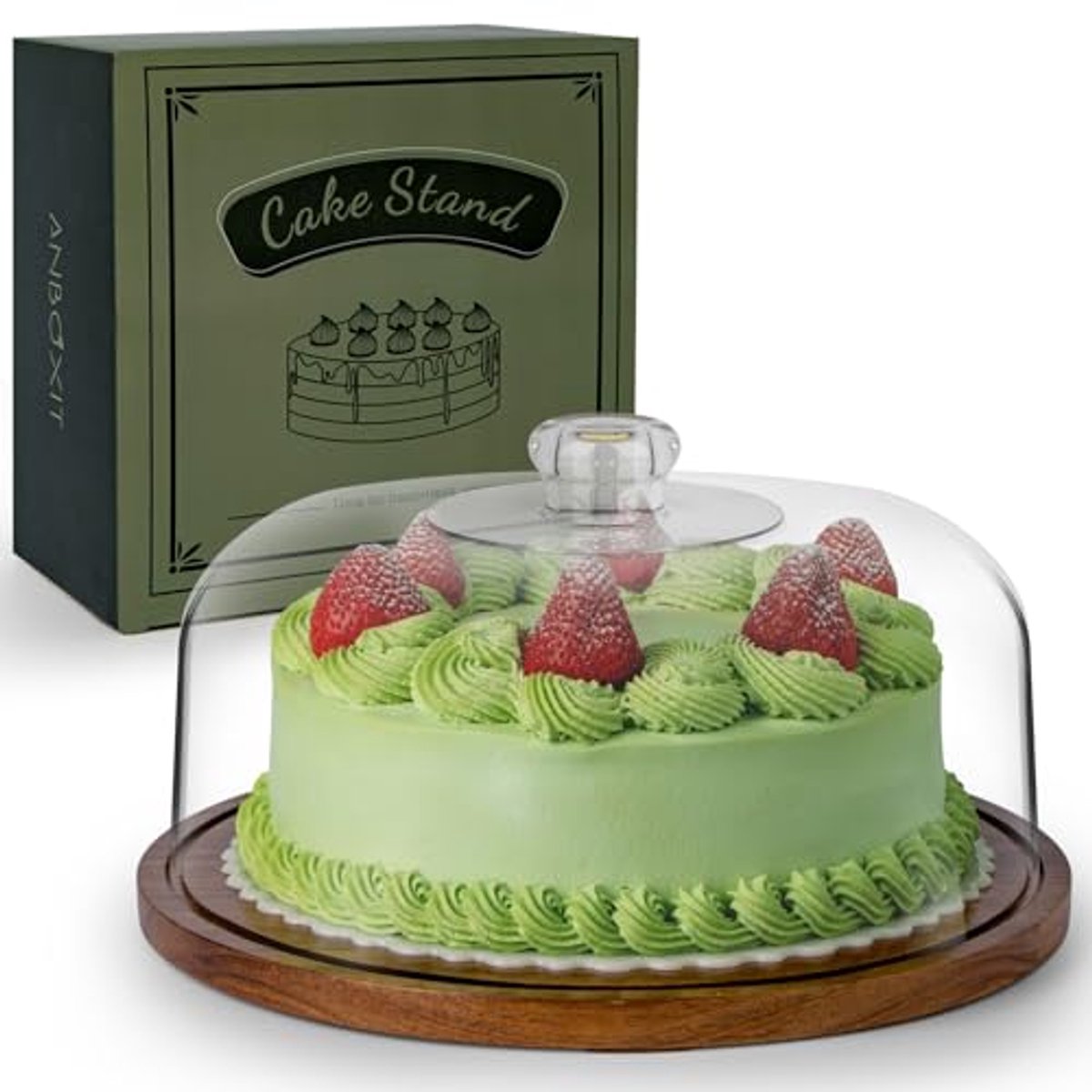 Cakestandaard met Dome Deksel van Acaciahout - Elegante Presentatie voor Taarten