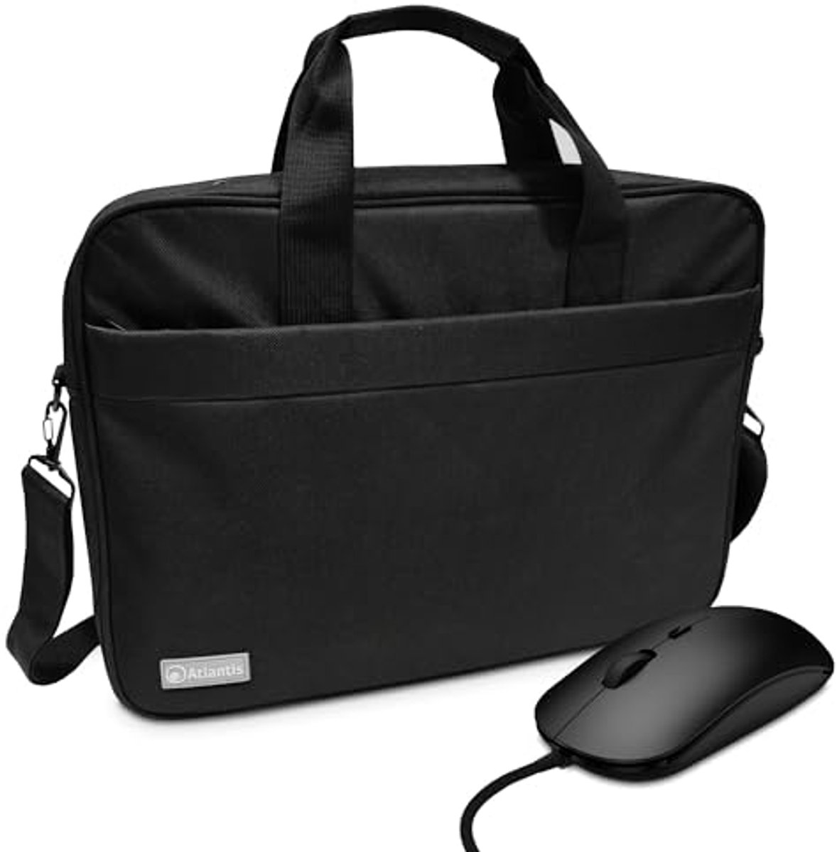 Notebooktas 15,6 inch met USB-muis, schoudertas met documentenvak en trolleyband