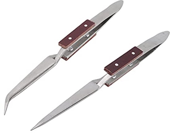 Roestvrij staal lange precisie pincet, ultradunne fijne punt gebogen pincet, professionele anti-magnetische roestvrijstalen reparatiepincet (Q3 zilver