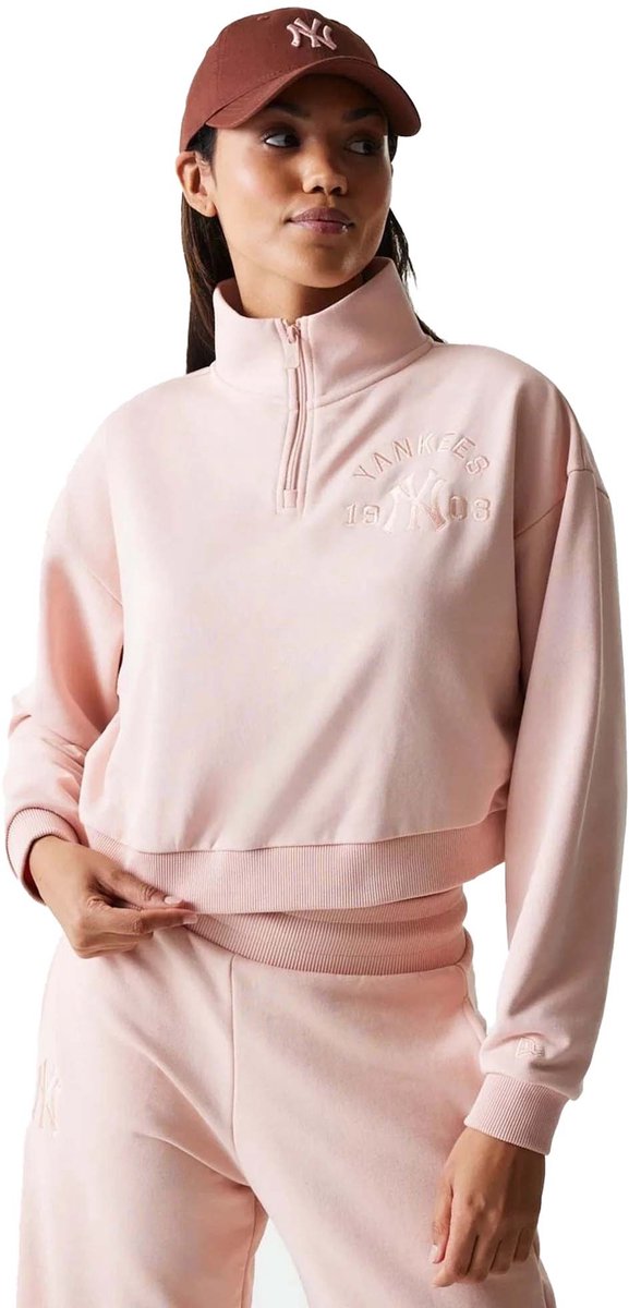 New Era Dames Mlb Tonal Crop Qrtr Zip Neyyan Prs Fashion Wear Vrouwen Roze