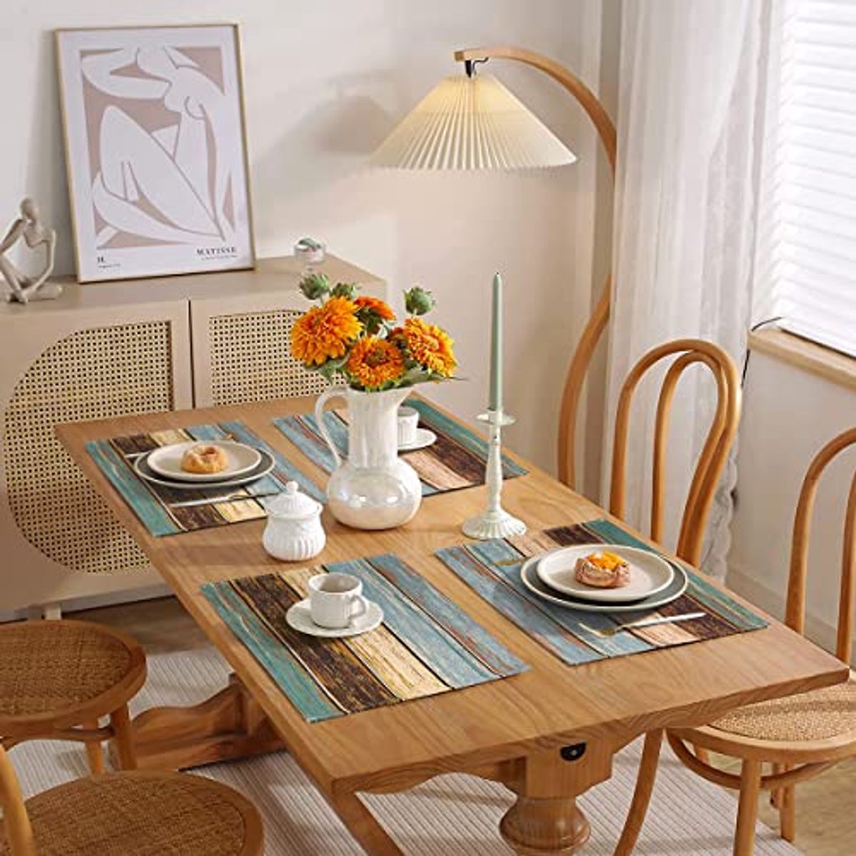 Groene linnen placematten set van 4 voor eettafel decoratie