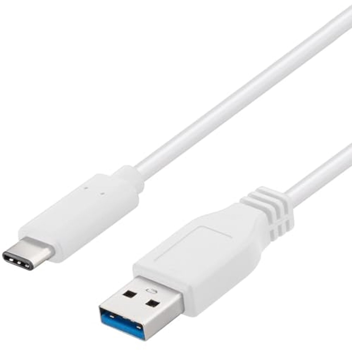 USB 3.2 Gen 1 Aansluitkabel met SuperSpeed tot 5 Gbit/s - Laadkabel tot 2 A, 40 W Vermogen, USB type A naar USB type C, Wit, 2 m