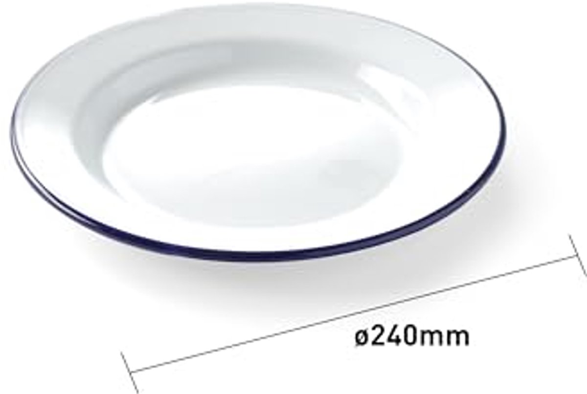 Plat Dinerbord met Blauw Randje - Stapelbaar, Ovenbestendig en Slijtvast - Ø240mm