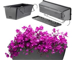 Bloembak 60 cm - Grijze Plantenbak van Kunststof - Weerbestendig en Robuust voor Balkon, Terras, en Vensterbank
