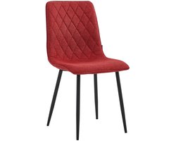 Colenis® - Elise Eetkamerstoel - Set Van 4 - Bordeaux - Linnen Stof- Industrieel