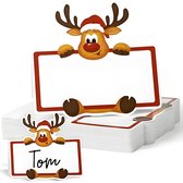 VANDAAG VERZONDEN - Rendier plaatskaartjes 20 STUKS - Naambordjes voor kerstdiner - Naamkaartjes - Kerst Kersttafel
