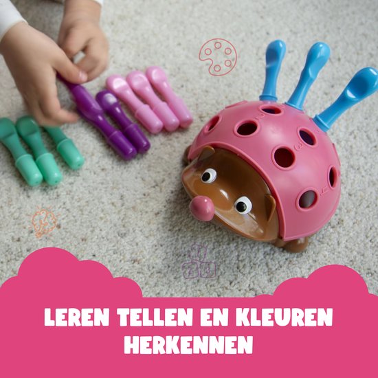 Elissio® - Montessori speelgoed Fijne Motorieke Egel - Sensorisch Speelgoed - Montessori Fijne Motoriek Kinderspeelgoed vanaf 6 Maanden - Educatief Baby Speelgoed 1 Jaar - Peuter & Kleuter Speelgoed 2-3 Jaar - Cadeau voor Meisjes & Jongens - Roze van Elissio — afbeelding 5